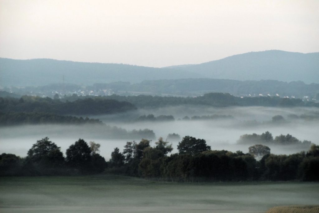 Blick ins Tal von Rothenbergen aus - morgens im Nebel.