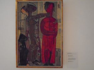 Gemälde des Künstlers Leopoldo Richter. Zu sehen sind eine grau und eine rötlich gehaltene Person mit Farbe gemalt.