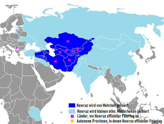 Eine Grafik der Welt zeigt in dunkelblau, wo überall das Neujahrsfest auf der Welt gefeiert wird.