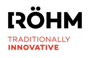 Oben in Schwarz und großen Buchstaben steht RÖHM, unten in rot: Traditionally innovative.